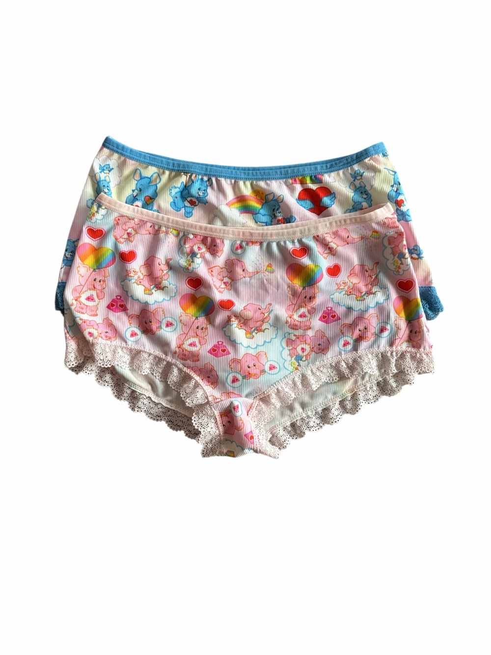 ROMWE Pink & Blue Cartoon-Print Lace-Trim Cotton Panty Duo